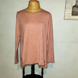 Women's Pink Long Sleeve Top By Logo Lounge Size XL
